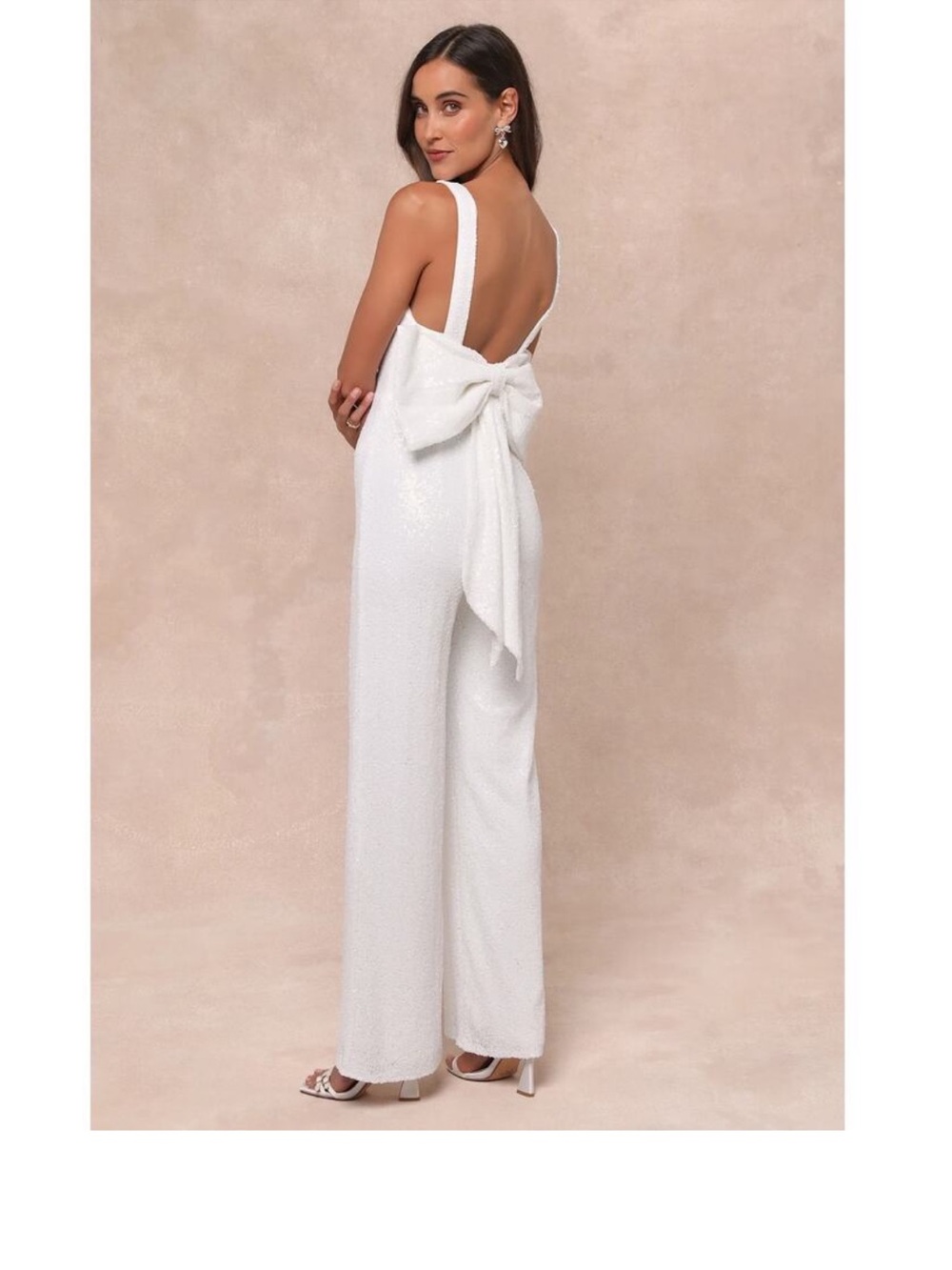 NWT Lulu's Feeling Sparkly Bow Wide-Leg Jumpsuit Size Medium